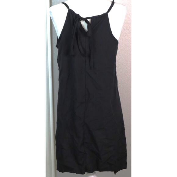 Vintage Y2K Black Mini Dress Asymmetric Hem Halter Southwest Geometric Shift XL - Picture 6 of 8